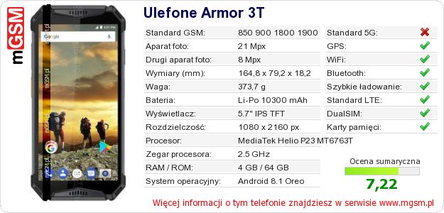 Dane telefonu Ulefone Armor 3T