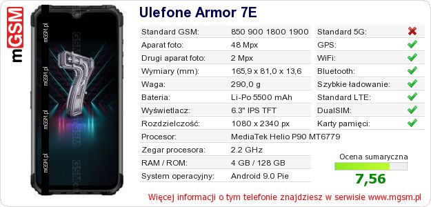 Dane telefonu Ulefone Armor 7E Dane telefonu Ulefone Armor 7E