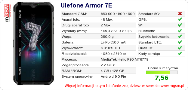 Dane telefonu Ulefone Armor 7E