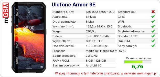 Dane telefonu Ulefone Armor 9E