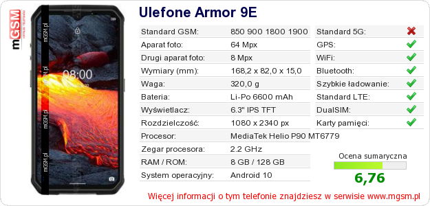 Dane telefonu Ulefone Armor 9E