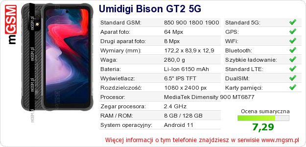 Dane telefonu Umidigi Bison GT2 5G