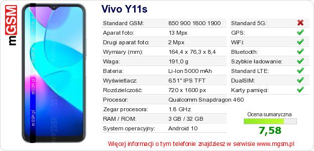 Dane telefonu Vivo Y11s Dane telefonu Vivo Y11s