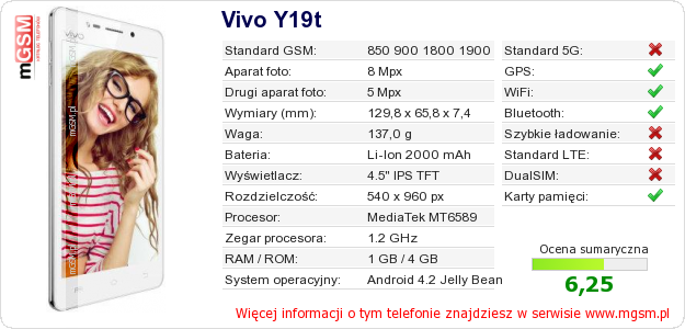 Dane telefonu Vivo Y19t