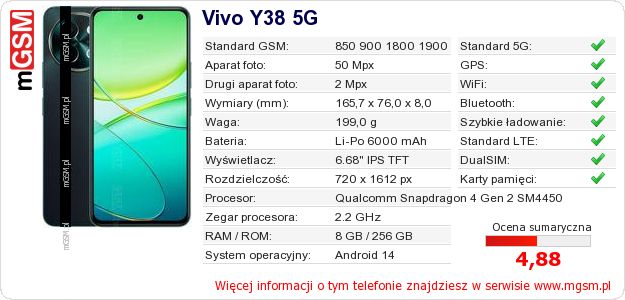Dane telefonu Vivo Y38 5G