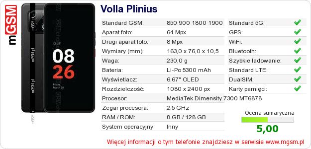 Dane telefonu Volla Plinius Dane telefonu Volla Plinius