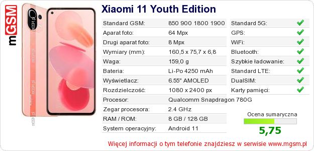 Dane telefonu Xiaomi 11 Youth Edition