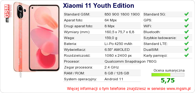 Dane telefonu Xiaomi 11 Youth Edition